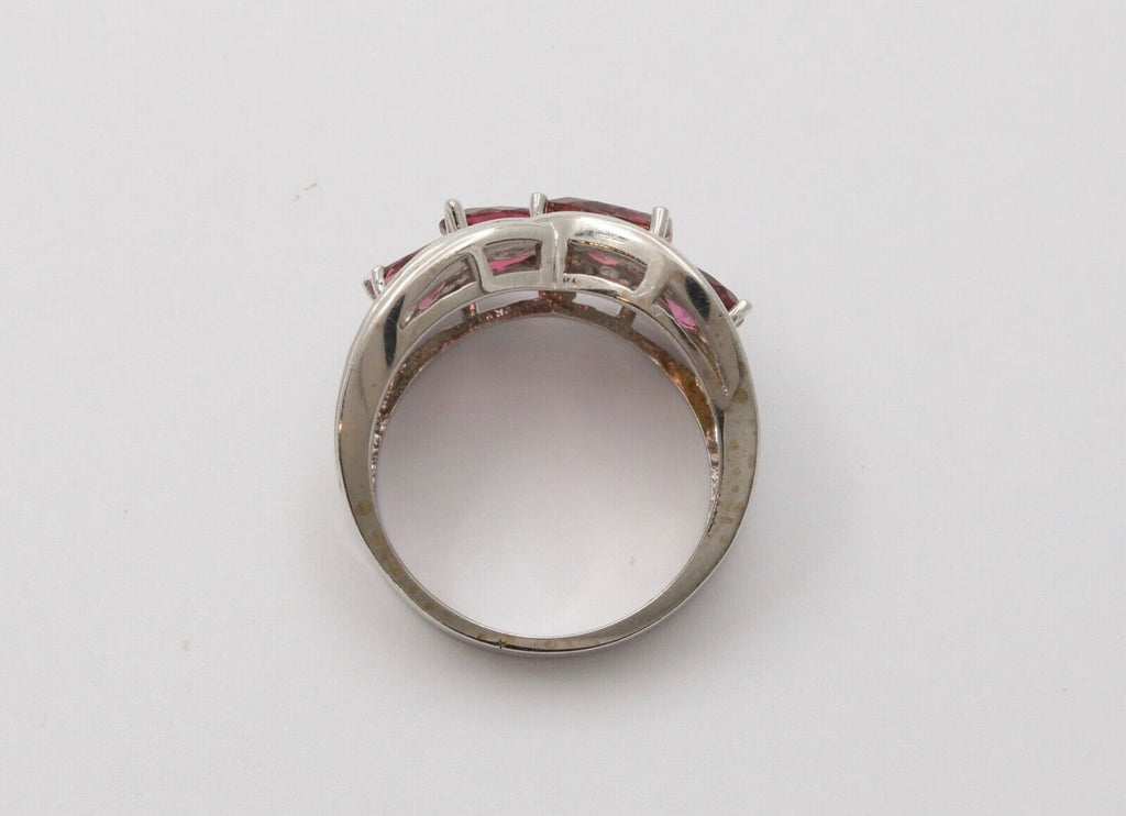 Vintage Tourmaline Diamonds 14K White Gold Vintage Cluster Band