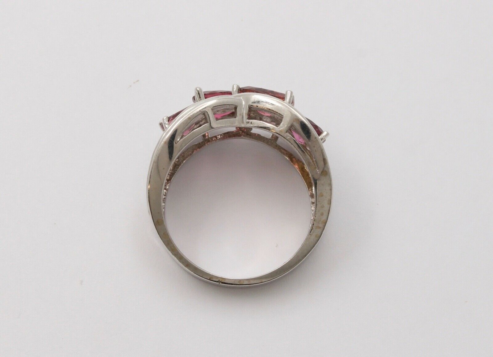 Vintage Tourmaline Diamonds 14K White Gold Vintage Cluster Band