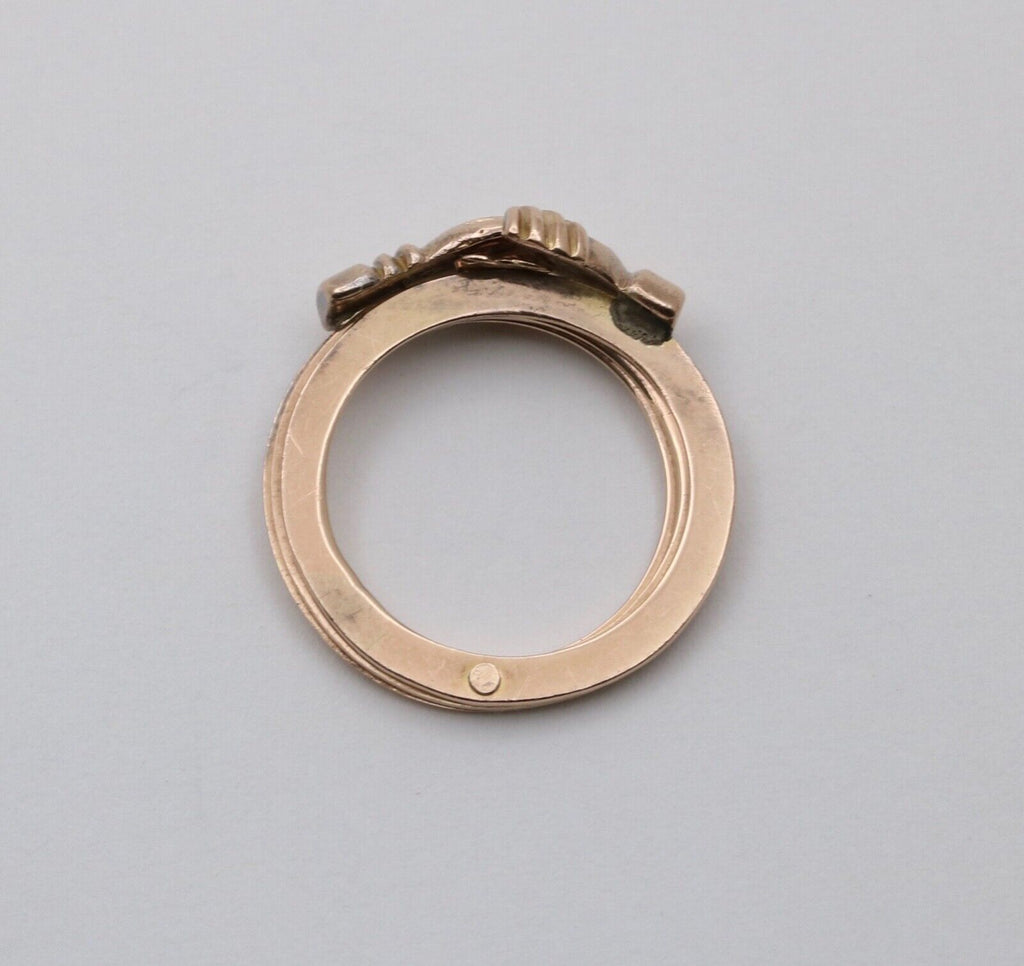 Vintage 14K Rose Gold Fede Gimmel Ring Band