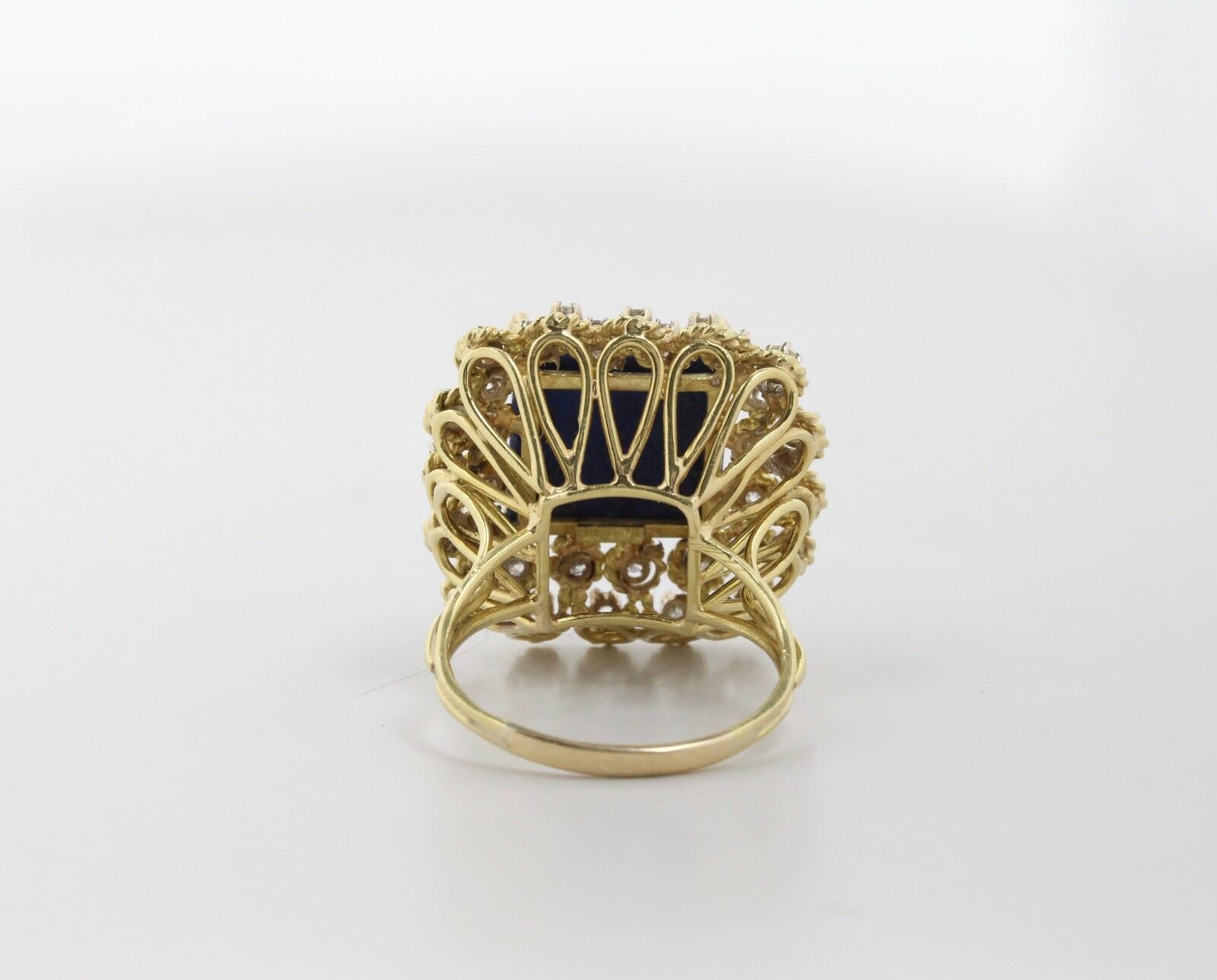Vintage 18K Yellow Gold Lapis and Diamond Cocktail Ring