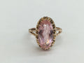 Mystical Vintage Ladies Pink Quartz 14K Rose Gold Ring