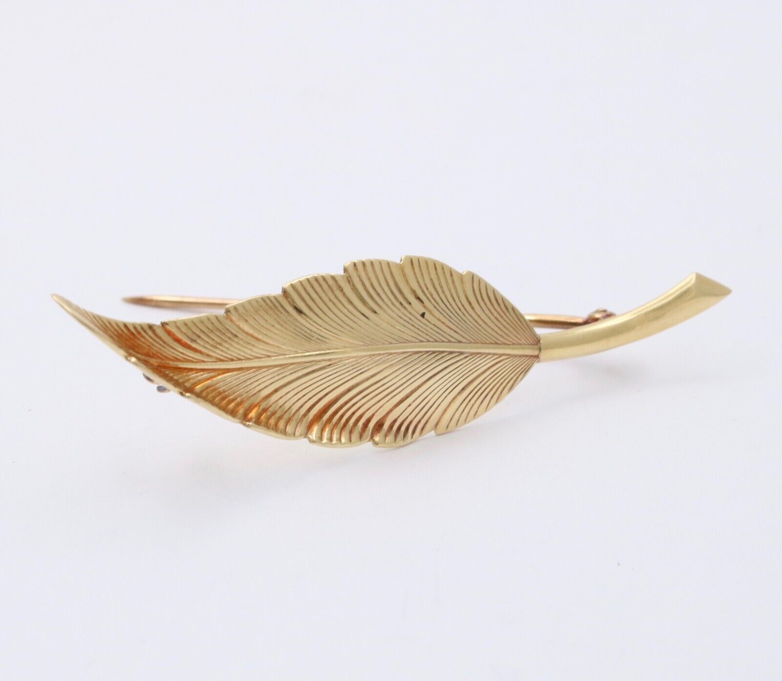 Tiffany & Co 14K Yellow Gold Feather Brooch, Pin.