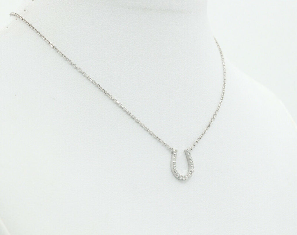 Lucky Horseshoe 18K White Gold Diamonds Necklace Pendant