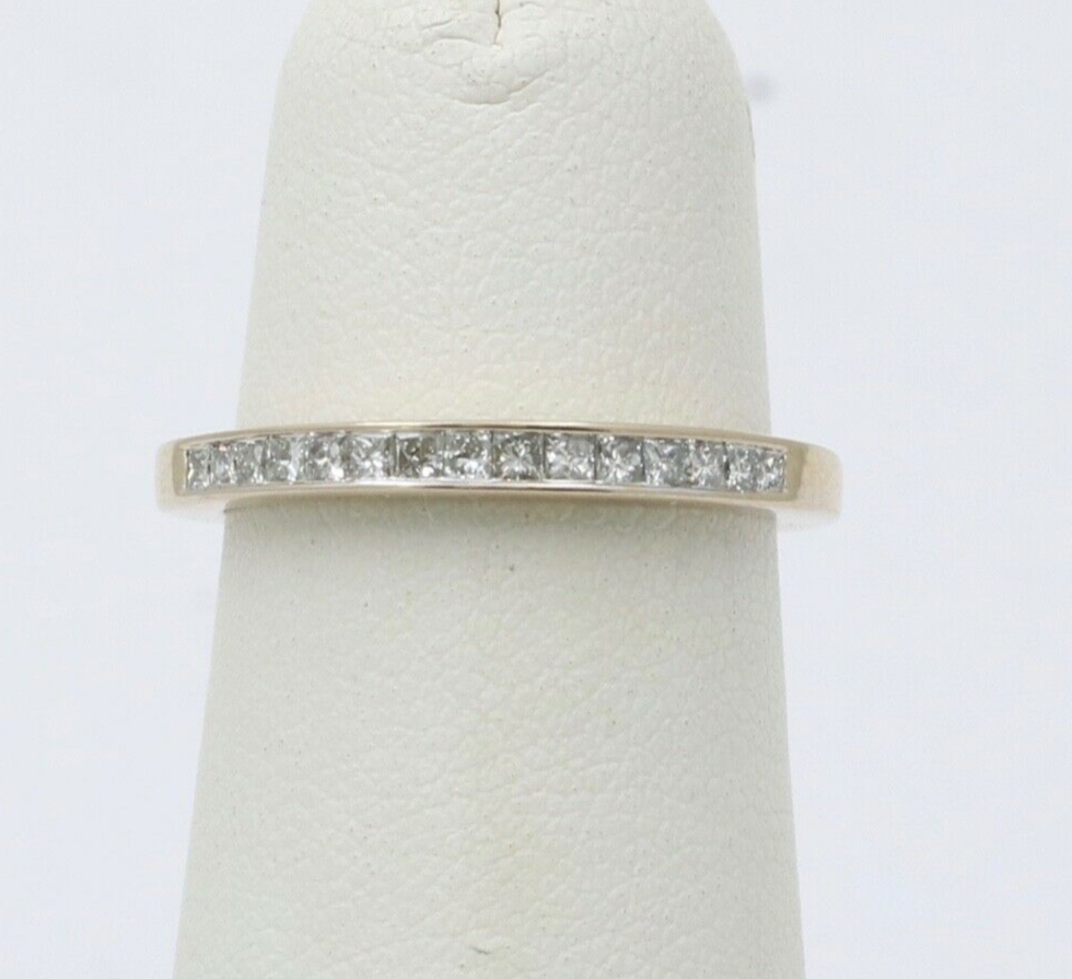 Vintage 14K White Gold Half Eternity DIamond Ring Band