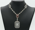 Art Deco Platinum 14K White Gold Crystal Diamonds Necklace Pendant
