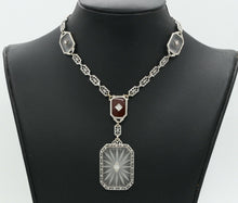 Load image into Gallery viewer, Art Deco Platinum 14K White Gold Crystal Diamonds Necklace Pendant
