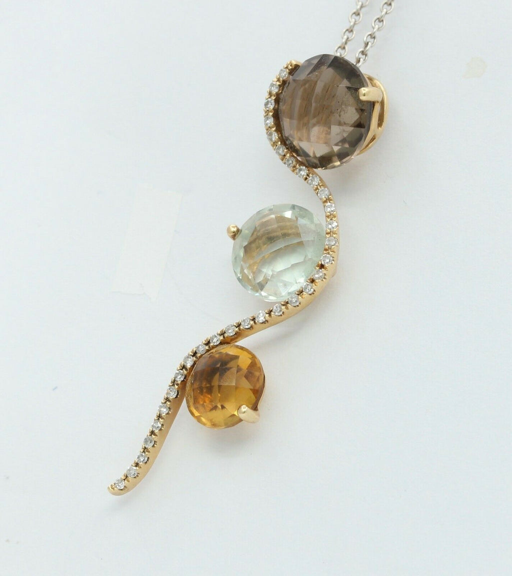 Vintage 14k Yellow Gold Diamond Multi Stone Pendant