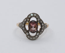 Load image into Gallery viewer, Antique 14K/10K Yellow &amp; White Gold Pink Tourmaline Diamond Ring
