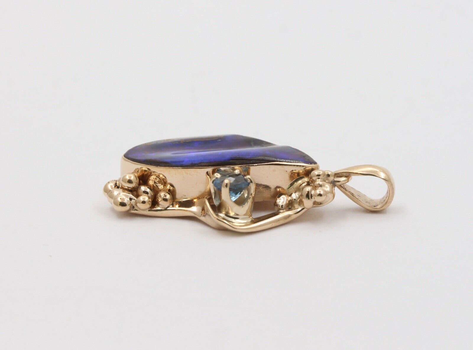 Beautiful Boulder Opal Topaz 14K Yellow Gold Pendant