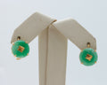 Vintage Good Luck Jade 14K Yellow Gold Earrings