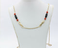 Vintage 14K Yellow Gold Onyx Coral Stacking Rope Style Necklace