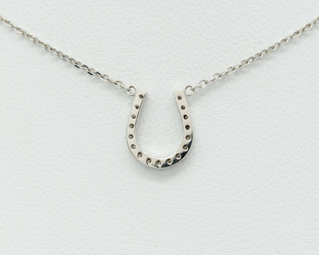 Lucky Horseshoe 18K White Gold Diamonds Necklace Pendant