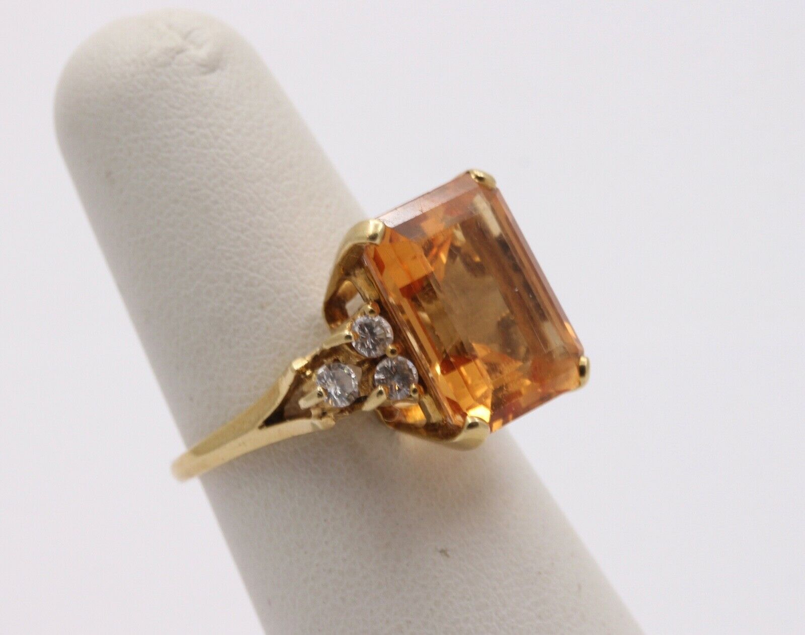 Vintage Citrine Diamonds  14K Yellow Gold Cocktail Ring