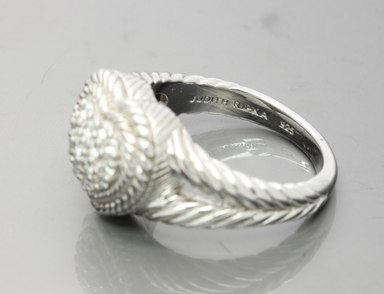 Vintage Judith Ripka Sterling Silver CZ Heart Ring
