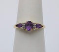 Vintage Amethyst Diamonds 10K Yellow White Gold Ring