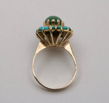 Load image into Gallery viewer, Vintage Jade Turquoise 18K Yellow Gold Cocktail Ring
