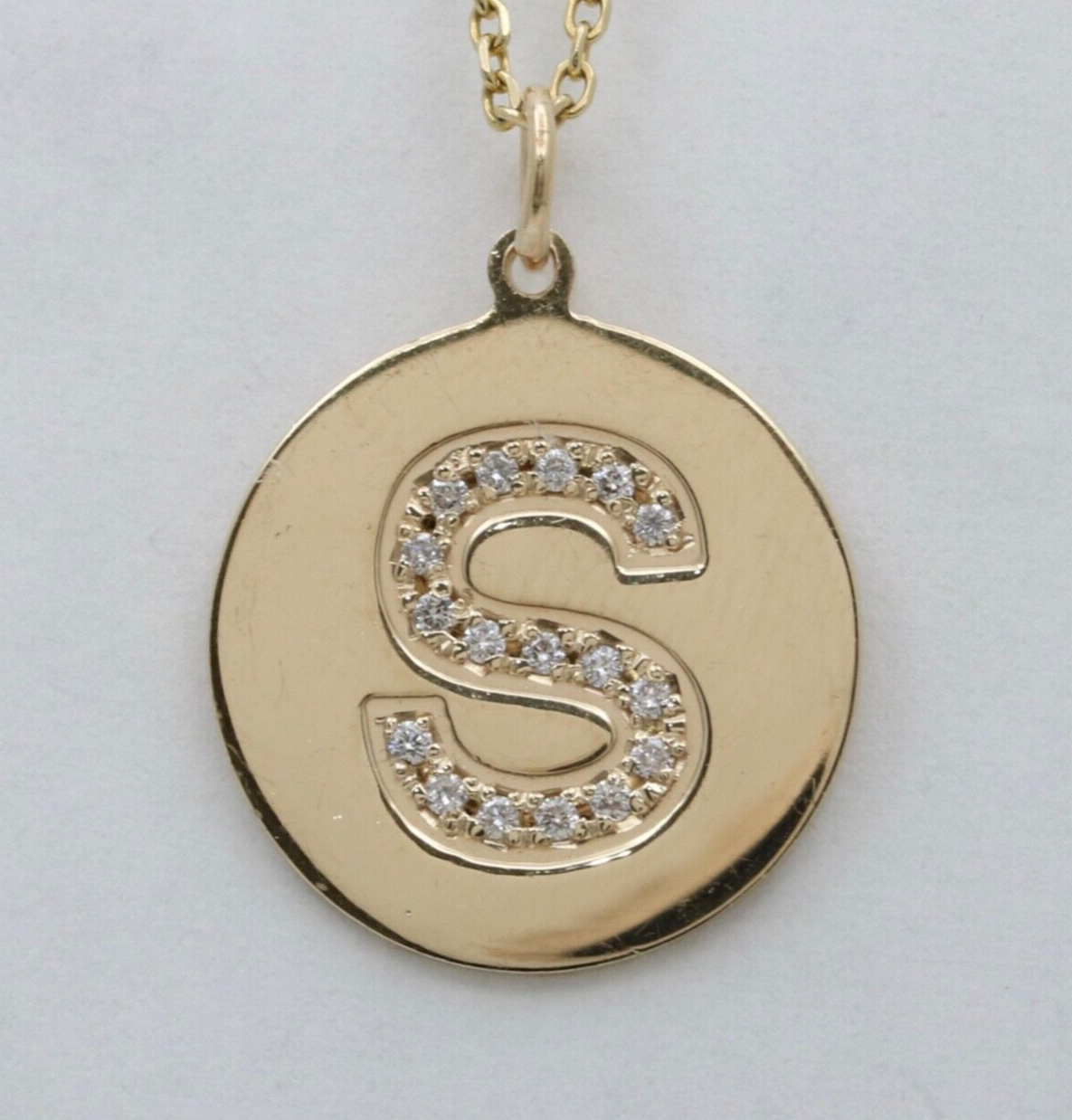 Vintage Initial “S” Diamond Medallion Charm Pendant.