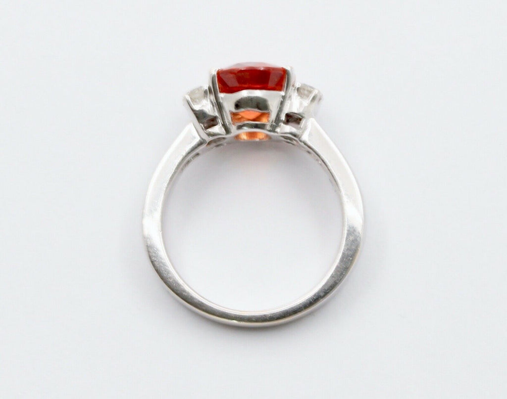 Vintage 18K White Gold Spessartine Garnet Diamond Alternative Engagement Ring
