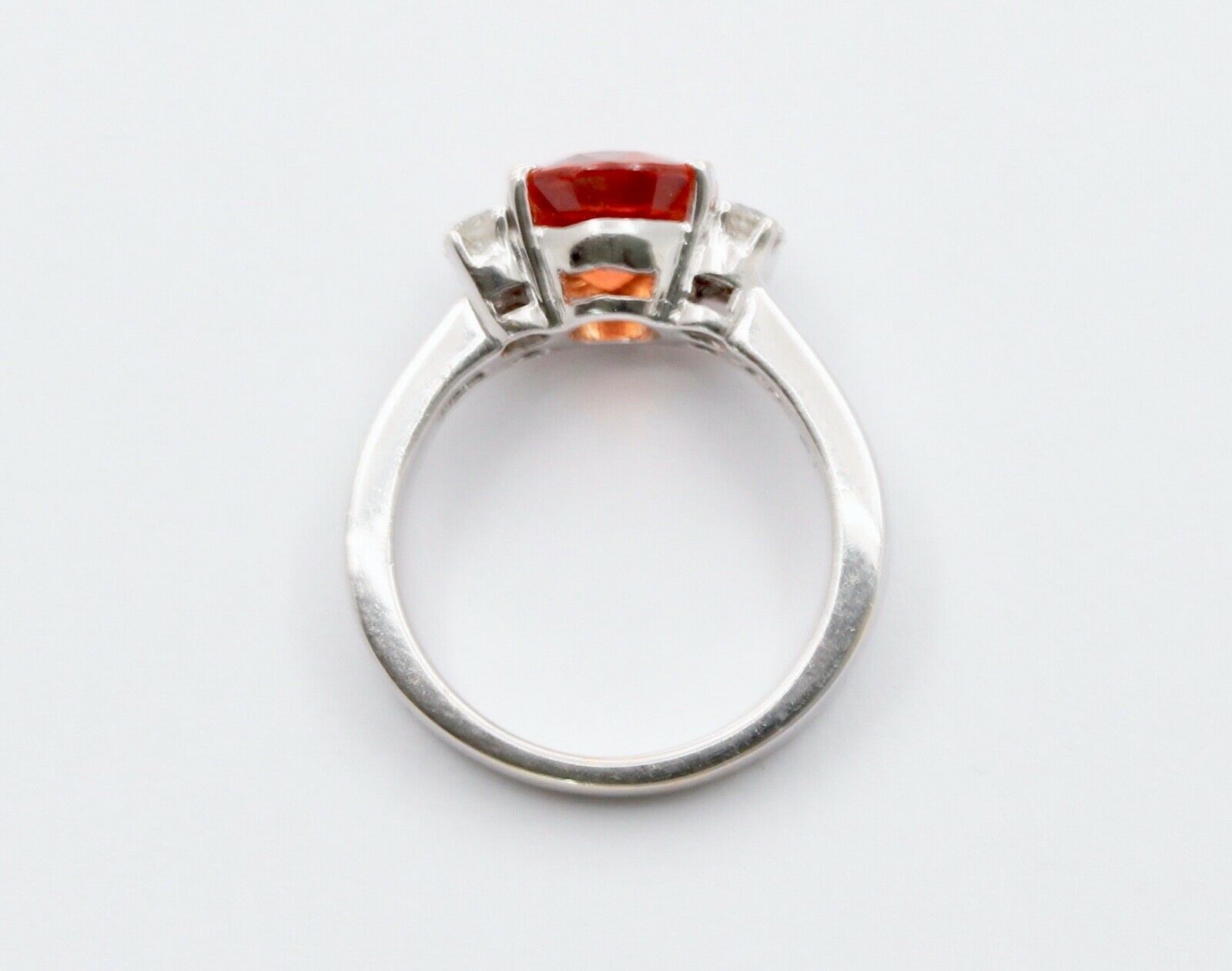 Vintage 18K White Gold Spessartine Garnet Diamond Alternative Engagement Ring