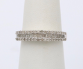Vintage Sterling Silver Half Eternity Diamond Ring Band