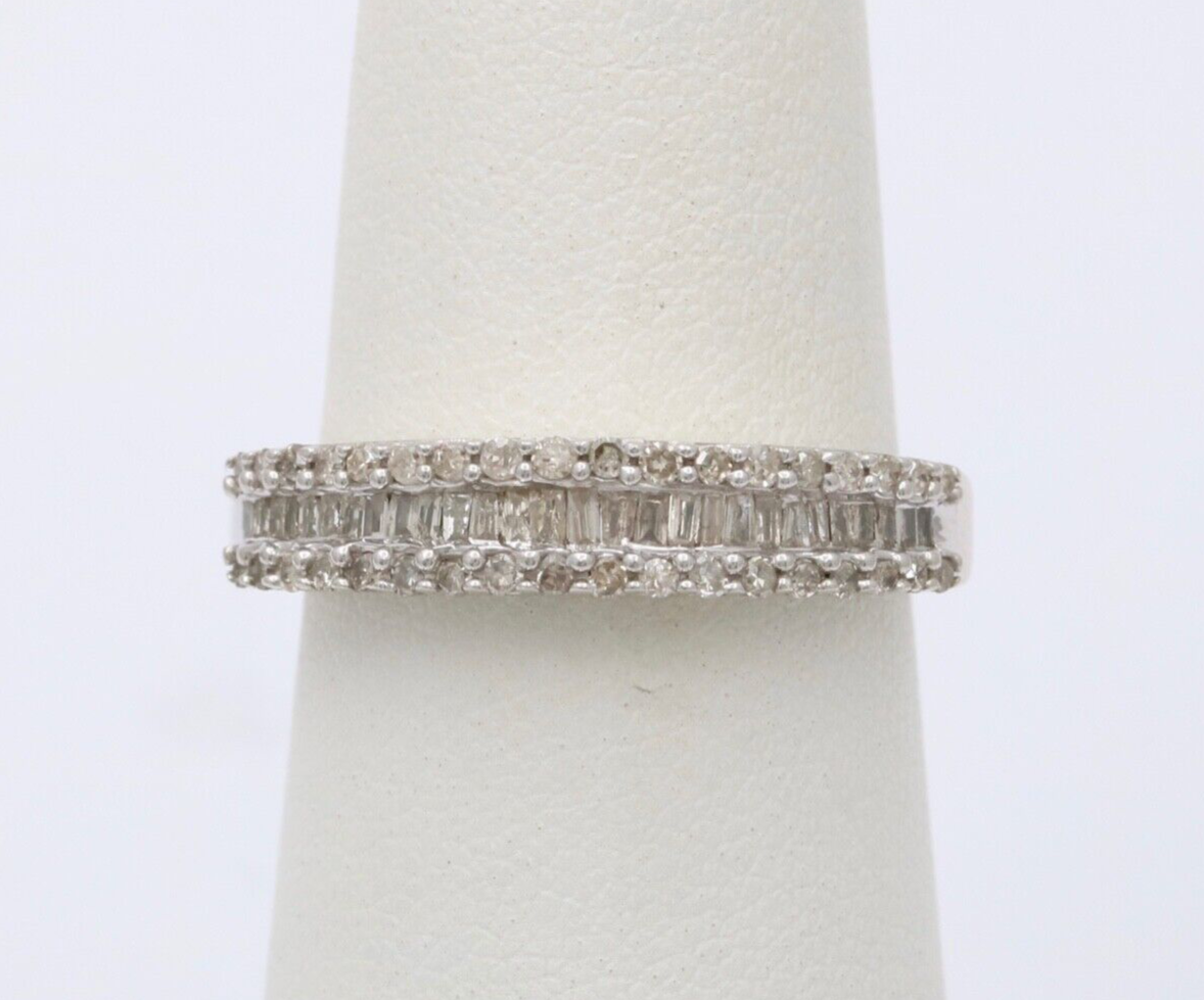 Vintage Sterling Silver Half Eternity Diamond Ring Band