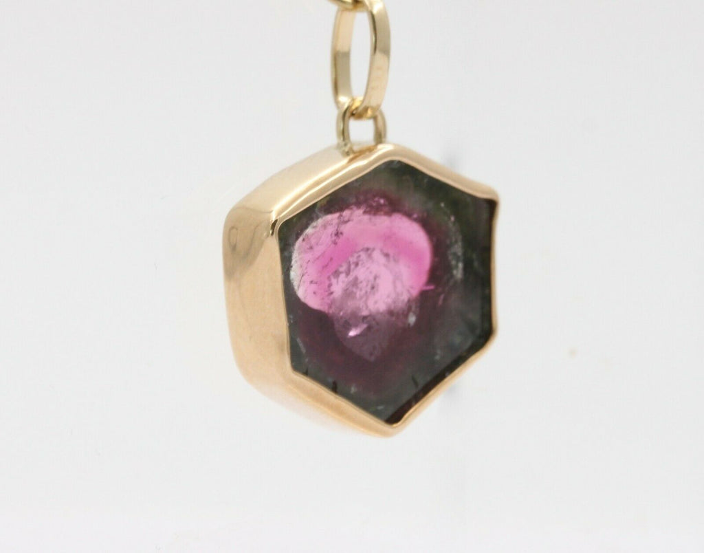 Vintage 14K Watermelon Tourmaline Pendent