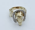 Chunky Unisex 14K Yellow Gold Diamonds Horse Afficionado Ring