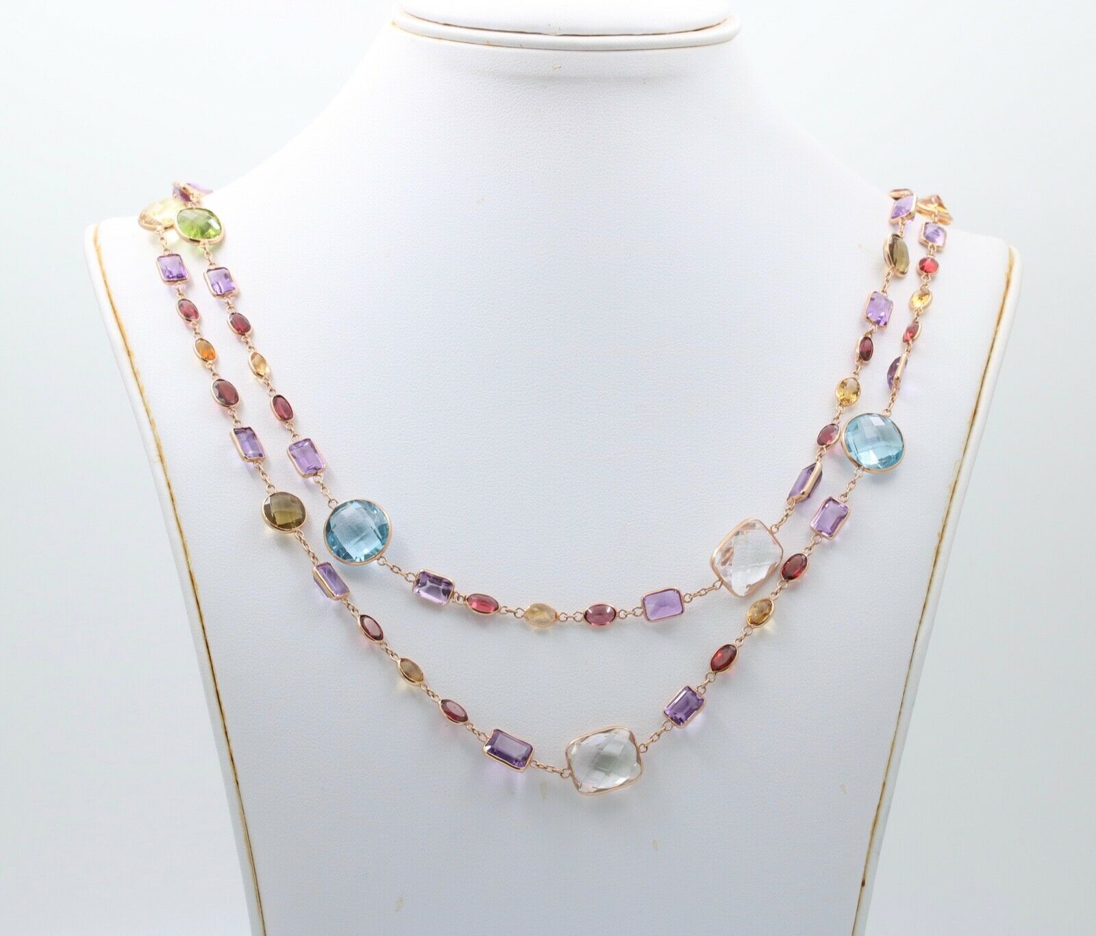 Vintage Multi Stone Strand 18K YG Necklace