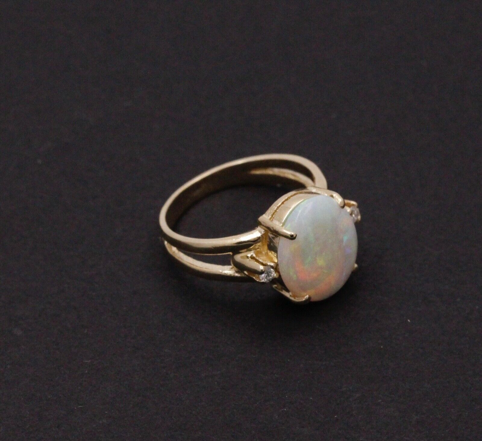 Vintage Opal Diamonds 14K Yellow Gold Ring