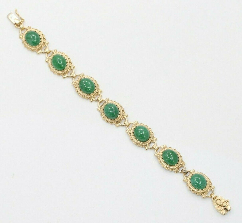 Beautiful Vintage Aventurine 14K Yellow Gold Bracelet
