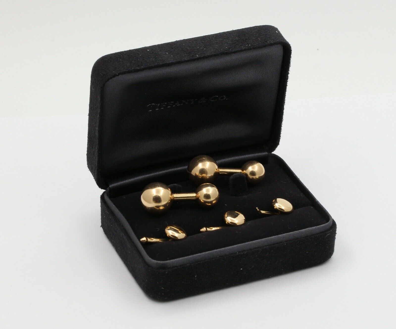 Tiffany & Co Vintage 14K Yellow Gold Barbell Cufflinks Set