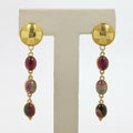 Vintage 18K Yellow Gold and Watermelon Tourmaline Dangling Earrings