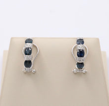Load image into Gallery viewer, Vintage Blue Sapphire Diamonds 14K White Gold Earrings
