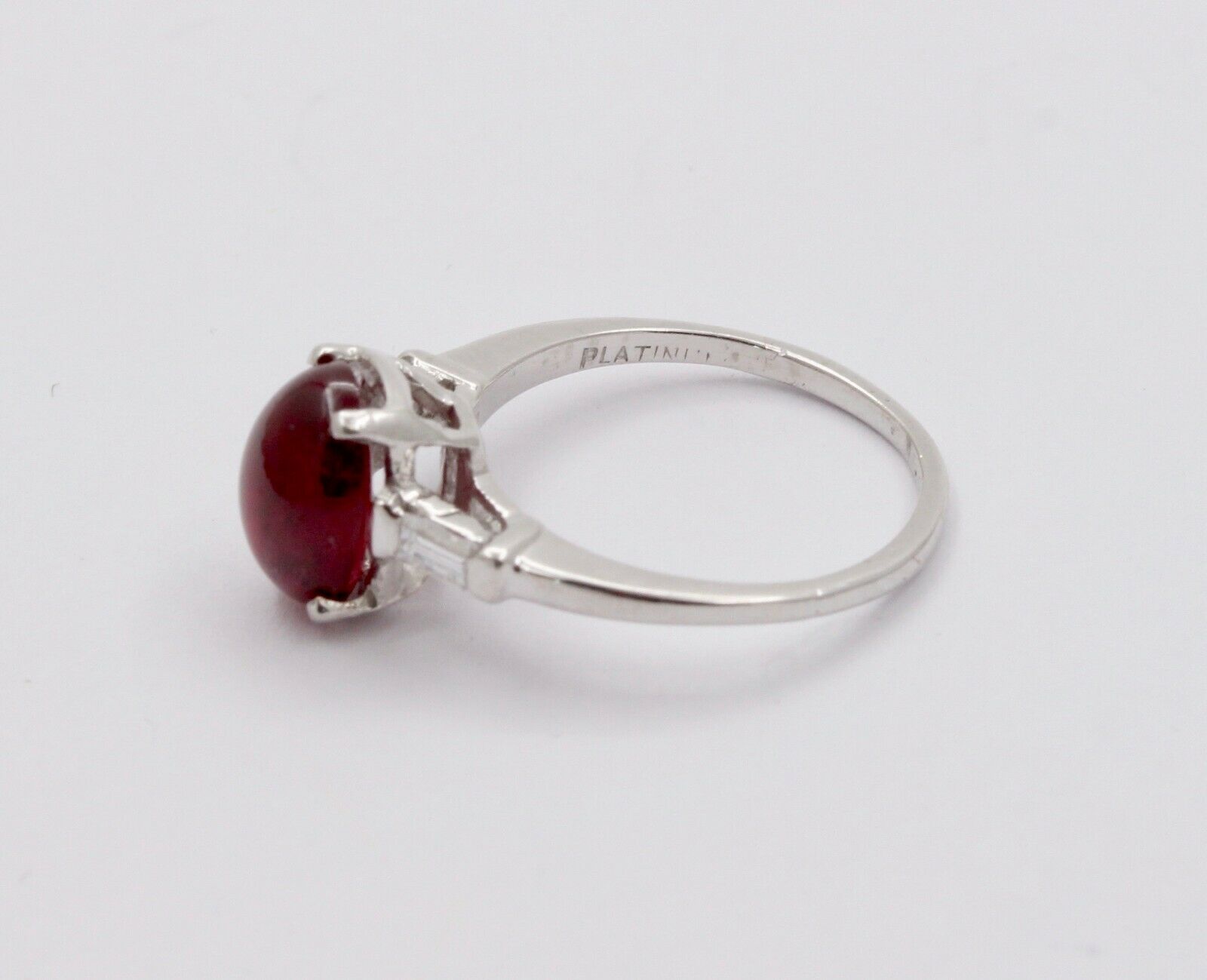 Vintage Platinum Cabochon Ruby Alternative Engagement Ring