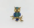 Vintage Enamel 18K Yellow Gold Opal Owl Brooch