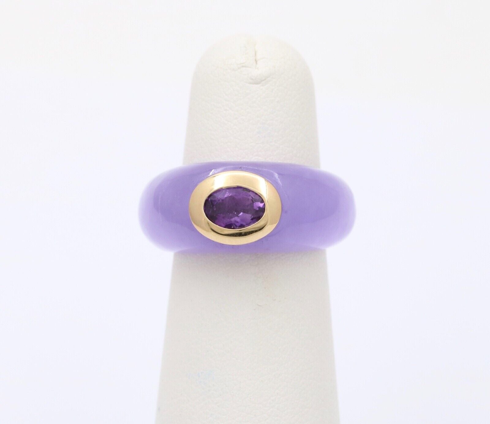 Vintage Purple Jade Amethyst 18K Yellow Gold Ring