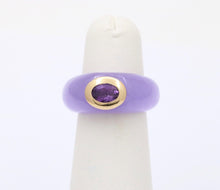 Load image into Gallery viewer, Vintage Purple Jade Amethyst 18K Yellow Gold Ring
