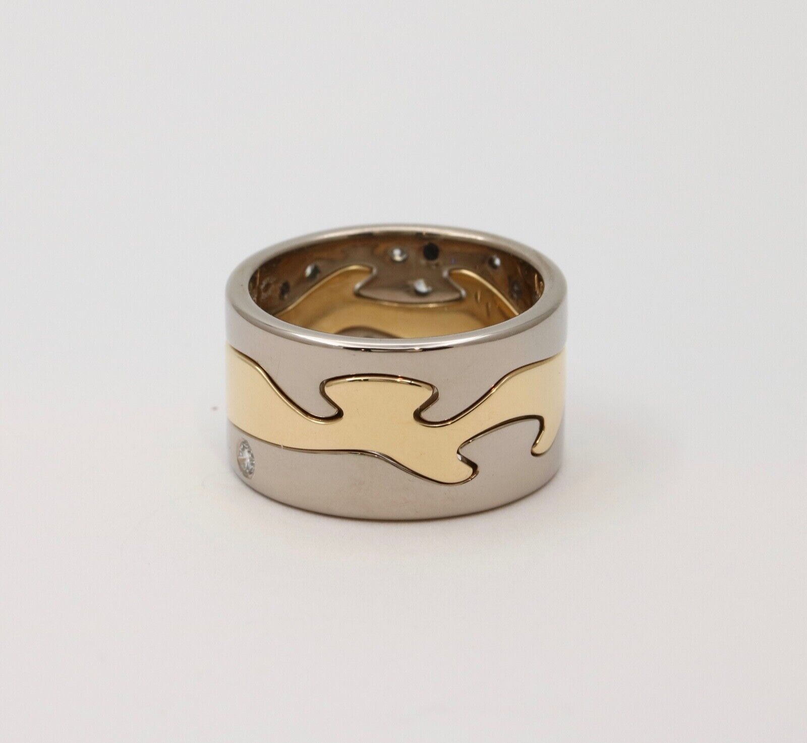 Georg Jensen Fusion 3-Piece 18K Diamonds White Yellow Gold Rings