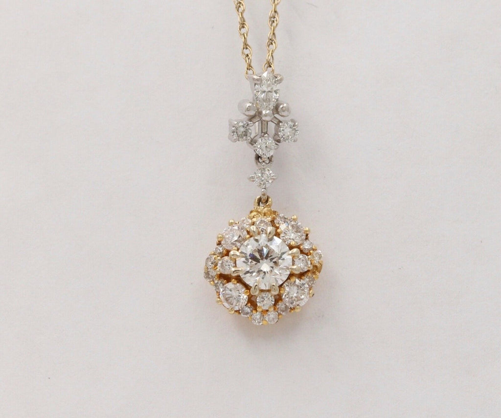 Beautiful Vintage Diamonds 14K Yellow White Gold Pendant