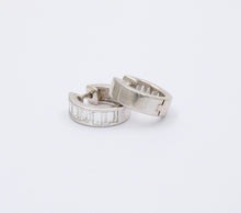 Load image into Gallery viewer, Vintage Baguette Diamonds 14K White Gold Huggie Earrings
