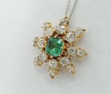 Load image into Gallery viewer, Elegant Vintage Ladies Emerald Diamonds 14K Yellow Gold Pendant
