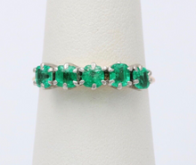 Load image into Gallery viewer, Vintage 14K Yellow Gold Emerald Five Stone Stacking Ring Band,Wedding Band.
