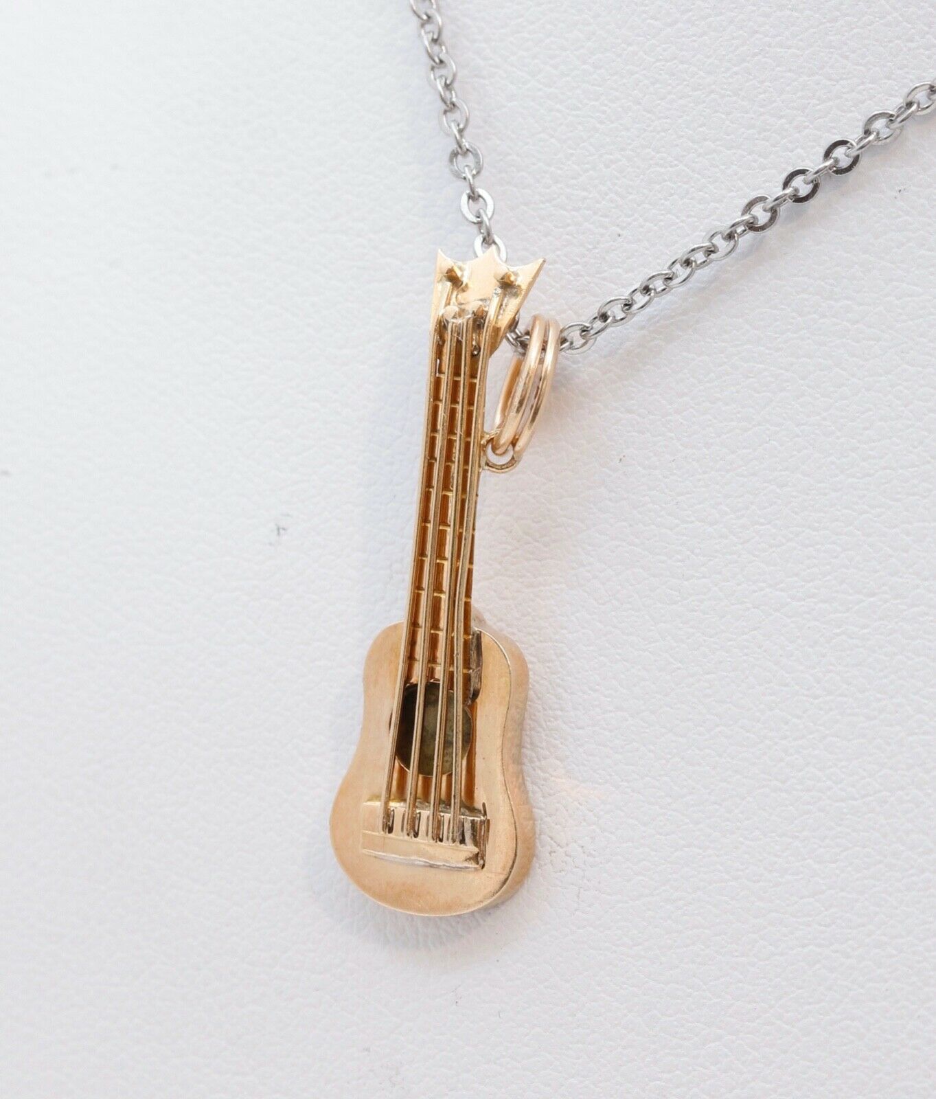 Guitar 18K Yellow Gold Pendant Charm Vintage