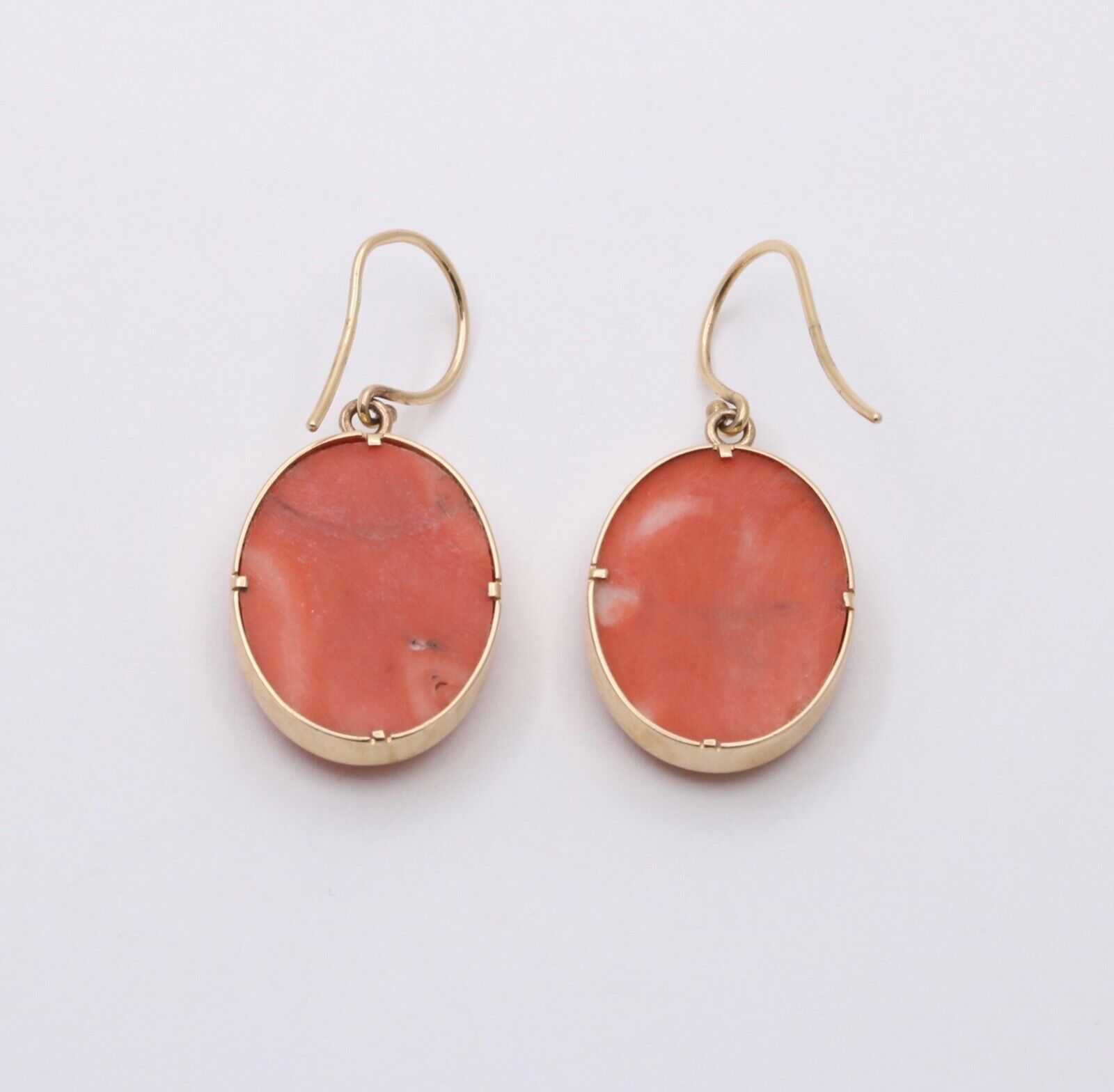 Vintage 14K Yellow Gold Large Coral Dangling Earrings