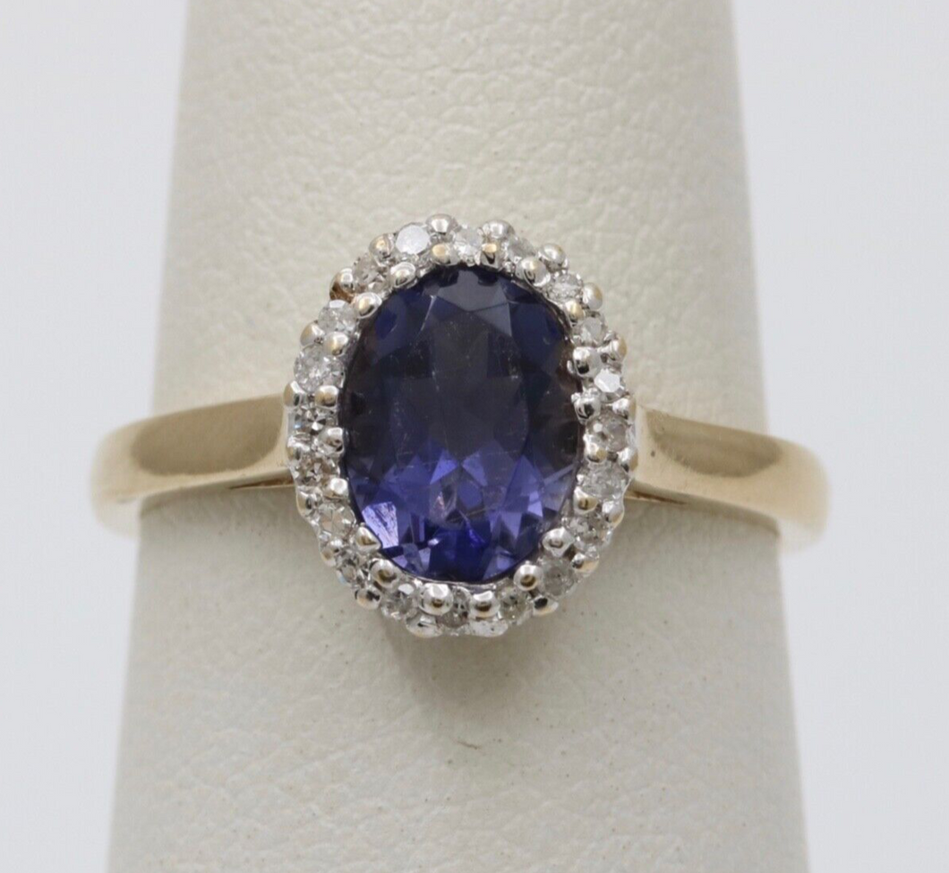 English 10K Yellow Gold Tanzanite & Diamond Ring