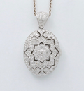 Vintage 14K White Gold Diamond Milgrain Locket Pendant