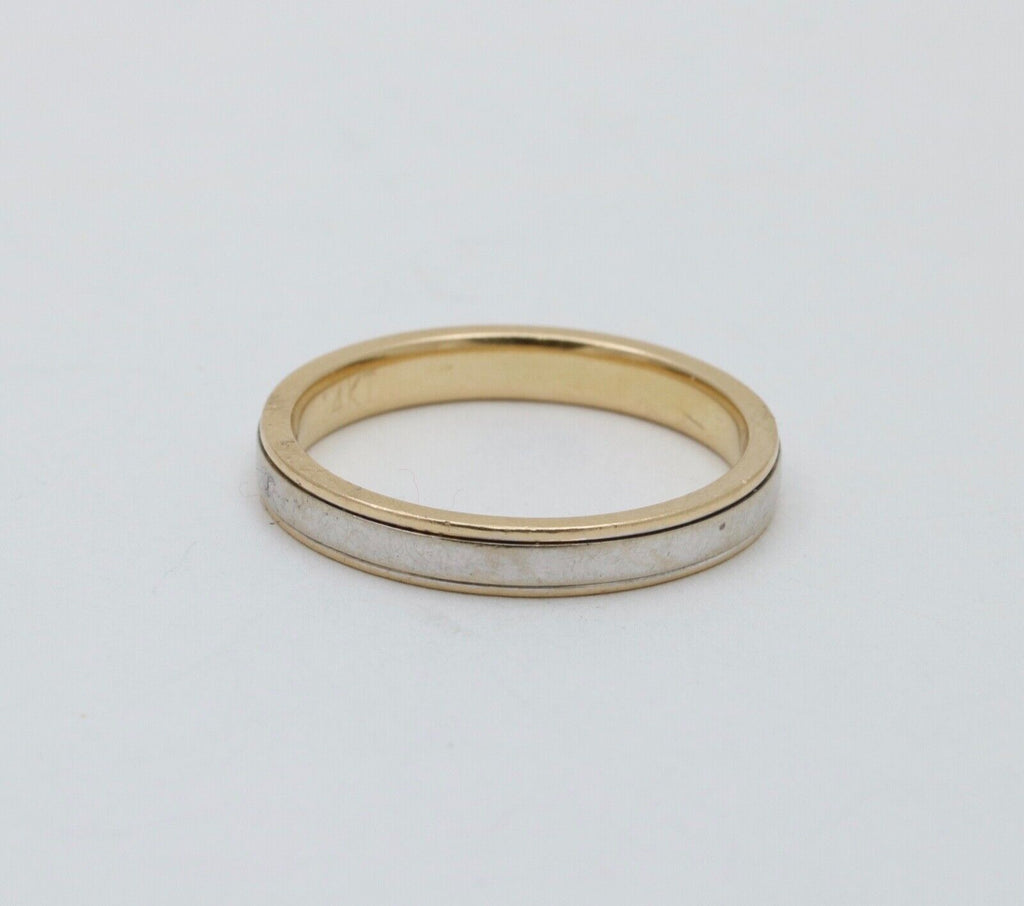 Art Deco Style Men's 14K Yellow White Gold Wedding Band