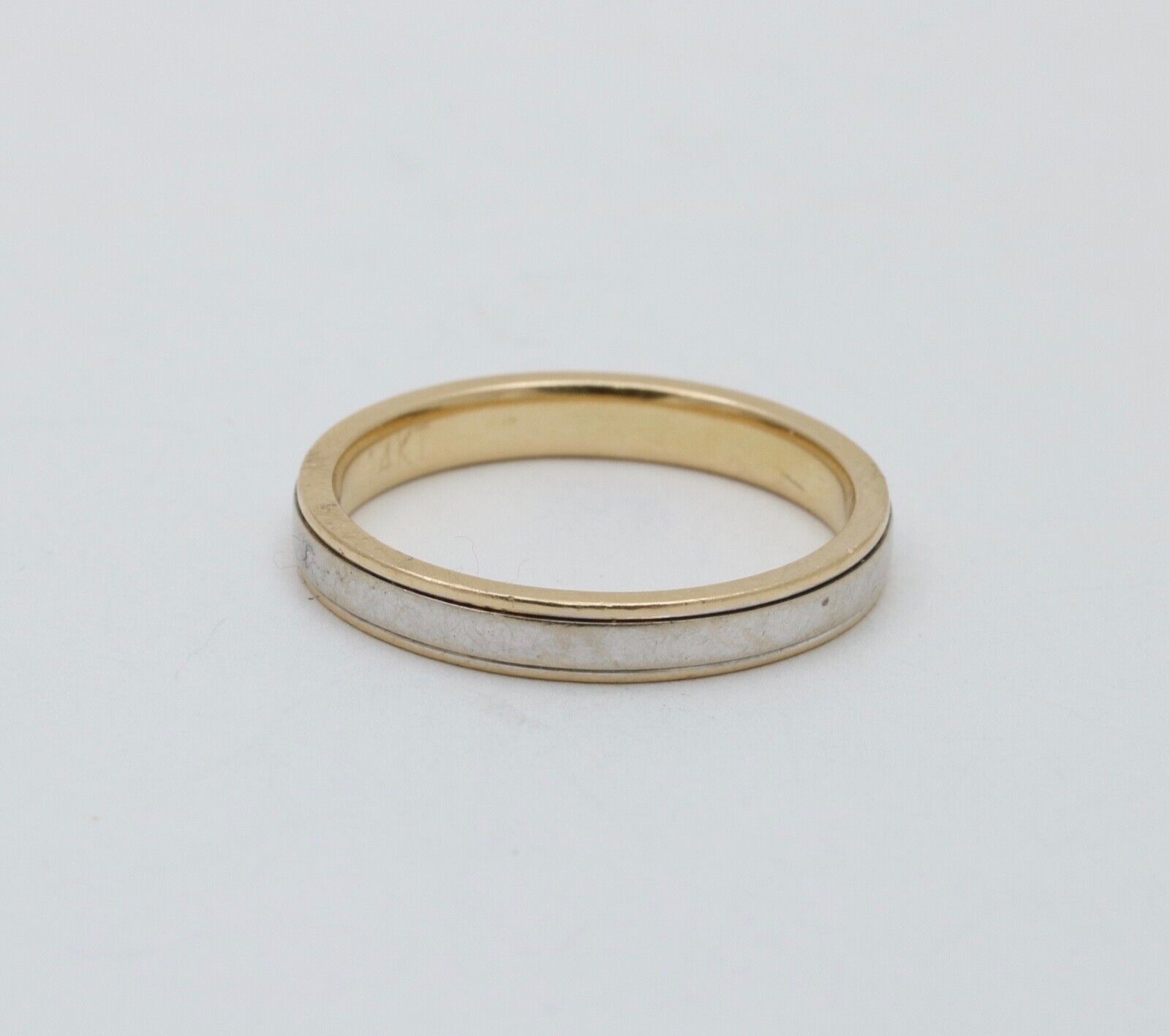 Art Deco Style Men's 14K Yellow White Gold Wedding Band
