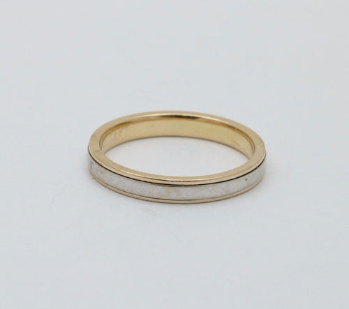 Art Deco Style Men's 14K Yellow White Gold Wedding Band