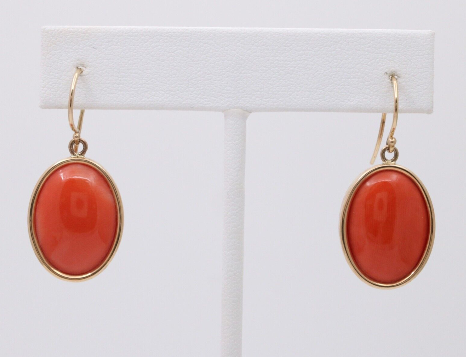 Vintage 14K Yellow Gold Large Coral Dangling Earrings